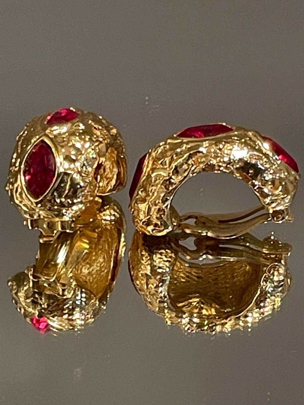 Yves Saint Laurent Vintage Couture Clip On Earrings Made in France Signed